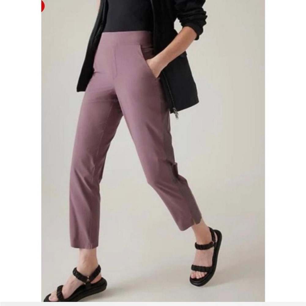 Athleta Brooklyn Ankle‎ Pants dusty violet featherweight Relaxed Fit Size 10 - Picture 2 of 13